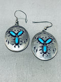 Exquisite Vintage Native American Navajo Sleeping Beauty Turquoise Sterling Silver Earrings-Nativo Arts