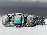 Late 1800's Early 1900's Vintage Native American Navajo Turquoise Sterling Silver Bracelet