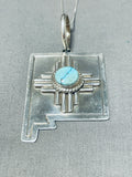 Rob Yellowhorse Native American Navajo Turquoise Sterling Silver Zia New Mexico Necklace-Nativo Arts