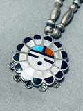 Noteworthy Vintage Native American Zuni Turquoise Sterling Silver Sunface Necklace-Nativo Arts