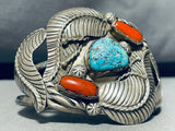 Spencer Family Vintage Native American Navajo Leaves Turquoise Sterling Silver Bracelet-Nativo Arts