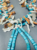 One Of The Biggest Best Vintage Navajo Shell Turquoise Necklace-Nativo Arts