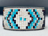 6.5 Inch Wrist Vintage Native American Navajo Hand Beaded Sterling Silver Bracelet Cuff-Nativo Arts