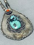 Gasp! Vintage Native American Navajo Longer 31' Turquoise Coral Sterling Silver Necklace-Nativo Arts