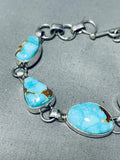Lavish Native American Navajo 5 Pilot Mountain Turquoise Sterling Silver Toggle Bracelet-Nativo Arts
