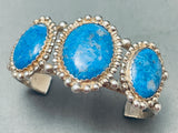 Rare Vintage Native American Navajo Domed Lapis Lazuli Sterkling Silver Bracelet-Nativo Arts