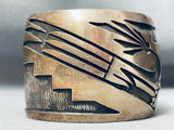 Massive Vintage Native American Hopi Hand Tooled Sterling Silver Bracelet Cuff