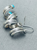 Fascinating Native American Navajo Blue Gem Turquoise Sterling Silver Spiral Earrings-Nativo Arts