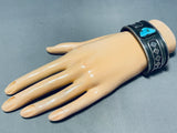 Diamond Silver Work Vintage Native American Navajo Turquoise Sterling Bracelet Cuff Old-Nativo Arts