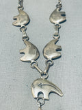 Gasp! Vintage Native American Navajo Sterling Silver Bear Feather Necklace-Nativo Arts