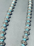 Gasp! 189 Gram Native American Navajo Turquoise Sterling Coin Silver Signed Necklace-Nativo Arts