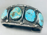 Important Mine!! Vintage Native American Navajo Turquoise Sterling Silver Bracelet Old-Nativo Arts