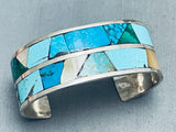 Important Keyenta Az Vintage Native American Navajo 7' Wrist Sterling Silver Inlay Bracelet-Nativo Arts