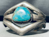 68 Grams Hefty Vintage Native American Navajo Turquoise Sterling Silver Diamond Bracelet-Nativo Arts