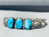 Superb Vintage Native American Navajo Morenci Turquoise Sterling Silver Bracelet-Nativo Arts