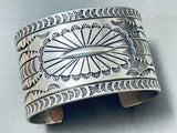 Heavy 95 Grams Vintage Native American Navajo Hand Tooled Sterling Silver Concho Bracelet Cuff-Nativo Arts