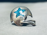 Rare Vintage Native American Navajo Turquoise Chip Inlay Sterling Silver Dallas Cowboys Pin-Nativo Arts