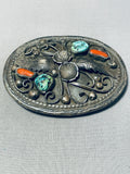 Important Early Albert Lee Vintage Native American Navajo Turquoise Sterling Silver Buckle-Nativo Arts