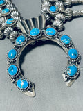 357 Grams!!!! Native American Navajo Turquoise Sterling Silver Squash Blossom Necklace-Nativo Arts