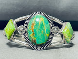 Dropdead Fabulous Native American Navajo Gaspeite Sterling Silver Bracelet Cuff-Nativo Arts