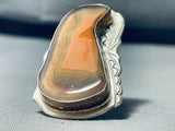 Outstanding Native American Navajo Agate Sterling Silver Ring Signed-Nativo Arts