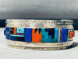 6.5 Inch Wrist Vintage Native American Navajo Turquoise Inlay Sterling Silver Bracelet-Nativo Arts