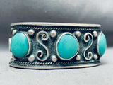 Swirls Galore Vintage Native American Navajo Sky Blue Turquoise Sterling Silver Bracelet-Nativo Arts