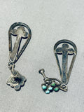 Early Vintage Native American Zuni Turquoise Snake Eyes Sterling Silver Earrings Old-Nativo Arts