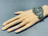 Rare Vintage Native American Navajo Blue Gem Turquoise Cluster Sterling Silver Bracelet-Nativo Arts