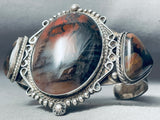One Of The Finest Vintage Huge Native American Navajo Petrified Wood To A Silver Bracelet-Nativo Arts