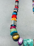Tommy Rose Singer Native American Navajo Turquoise Coral Lapis Amethyst Sterling Silver Necklace-Nativo Arts