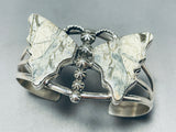Pat Yazzie Detailed Vintage Native American Navajo White Jasper Sterling Silver Bracelet-Nativo Arts