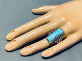 Brilliant Vintage Native American Navajo Sky Blue Turquoise Sterling Silver Ring-Nativo Arts