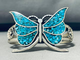 Stunning Vintage Native American Navajo Turquoise Sterling Silver Butterfly Bracelet-Nativo Arts