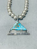 Superlative Vintage Native American Navajo Triangle Turquoise Sterling Silver Necklace-Nativo Arts