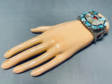 Chief!! Important Vintage Native American Zuni Inlay Sterling Silver Bracelet-Nativo Arts