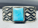 Heavy 92 G, Important Vintage Native American Navajo Turquoise Sterling Silver Bracelet
