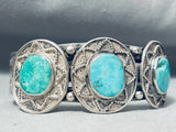Fascinating Vintage Native American Navajo Sleeping Beauty Turquoise Sterling Silver Bracelet-Nativo Arts