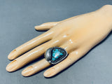 Awesome Vintage Native American Navajo #8 Turquoise Mine Sterling Silver Ring-Nativo Arts