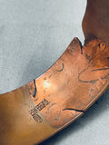 Important Vintage Ben Begaye Copper Hand Carved Feather Copper Bracelet-Nativo Arts