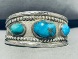 Fantastic Vintage Native American Navajo Turquoise Sterling Silver Bracelet-Nativo Arts