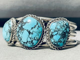 Rare Blue Diamond Turquoise!! Vintage Native American Navajo Sterling Silver Bracelet-Nativo Arts