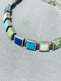 Impressive Vintage Native American Navajo Turquoise Sterling Silver Hinged Bracelet-Nativo Arts