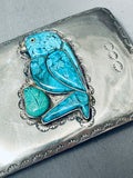 Parrot Inlay Vintage Native American Navajo Turquoise Sterling Silver Buckle-Nativo Arts
