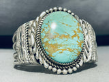 Magnificent Native American Navajo Turquoise Sterling Silver Bracelet Signed-Nativo Arts