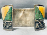 7 Inch Wrist Vintage Native American Zuni Turquoise Inlay Sterling Silver Wide Cuff Bracelet-Nativo Arts