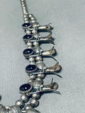 Exceptional Vintage Native American Navajo Black Onyx Sterling Silver Squash Blossom Necklace-Nativo Arts