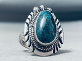 Important Vintage Native American Navajo Lone Mountain Turquoise Sterling Silver Ring