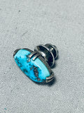 Enticing Vintage Native American Navajo Morenci Turquoise Sterling Silver Tie Tack-Nativo Arts