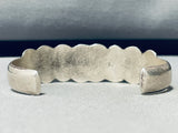 Waves Of Water Vintage Native American Navajo Thick Sterling Silver Bracelet Cuff-Nativo Arts